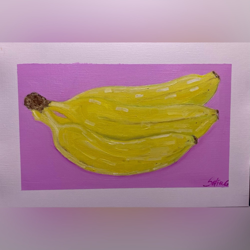 Bananas painting 8x11 canvas paper  pop art
